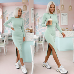 Komplet Paola spódnica midi i bluzka pistacjowy