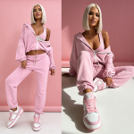 Komplet dresowy3w1 spodnie bluza top puder Sporty