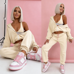 Kokosowy komplet dresowy3w1 spodnie bluza top Sporty