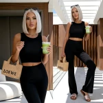 Komplet z wiskozy Tropico czarny