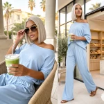Komplet z 95% wiskozy Bari baby blue