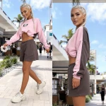 Komplet dresowy Duo Short mocca-puder
