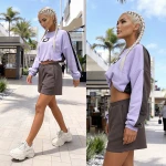 Komplet dresowy Duo Short mocca-fiolet