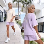Komplet dresowy T-shirt Duo fiolet-kokos