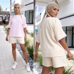 Komplet dresowy T-shirt Duo kokos-puder