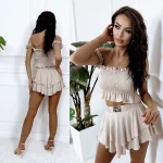 Komplet spódnico-spodenki i top Baby Doll latte