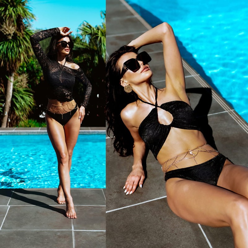 Czarny komplet bikini koronkowy