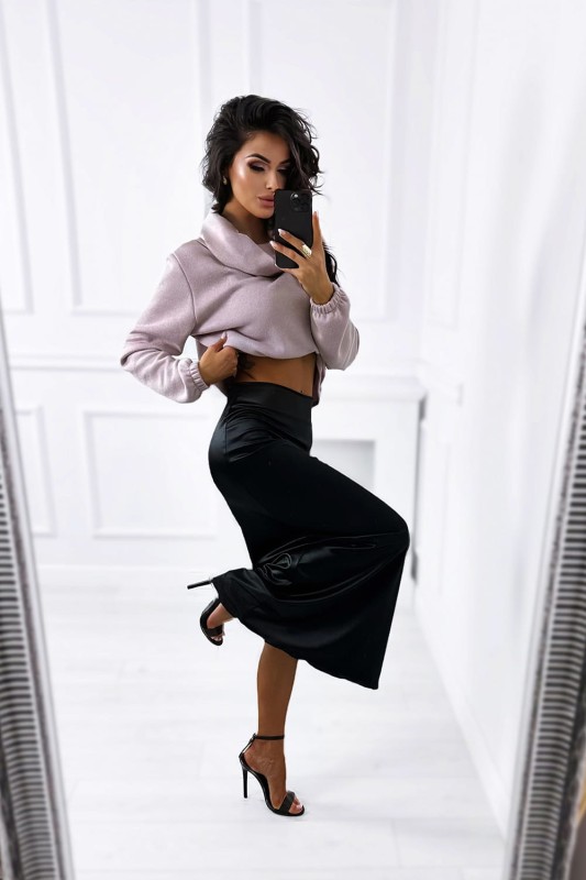 sweter z kominem lawendowy