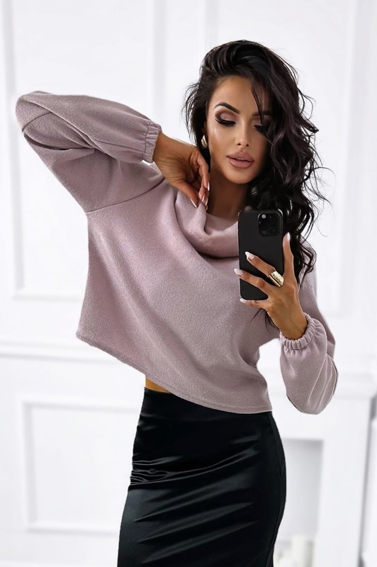 sweter z kominem lawendowy