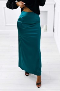 zielona satynowa spódnica