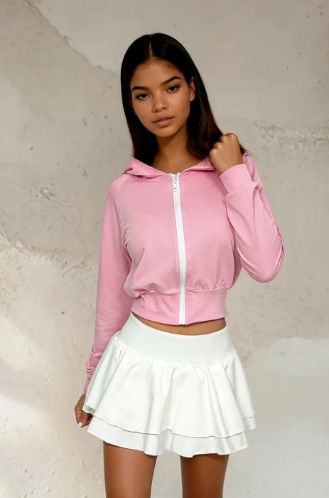 pudrowa bluza rozpinana
