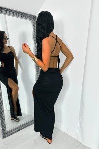 czarna sukienka maxi z wiskozy