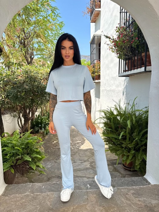 komplet niebieski z wiskozy