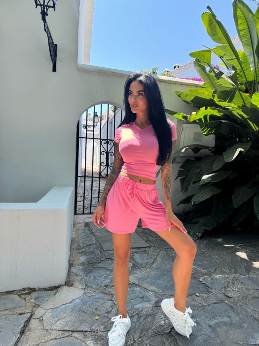 komplet różowy z wiskozy