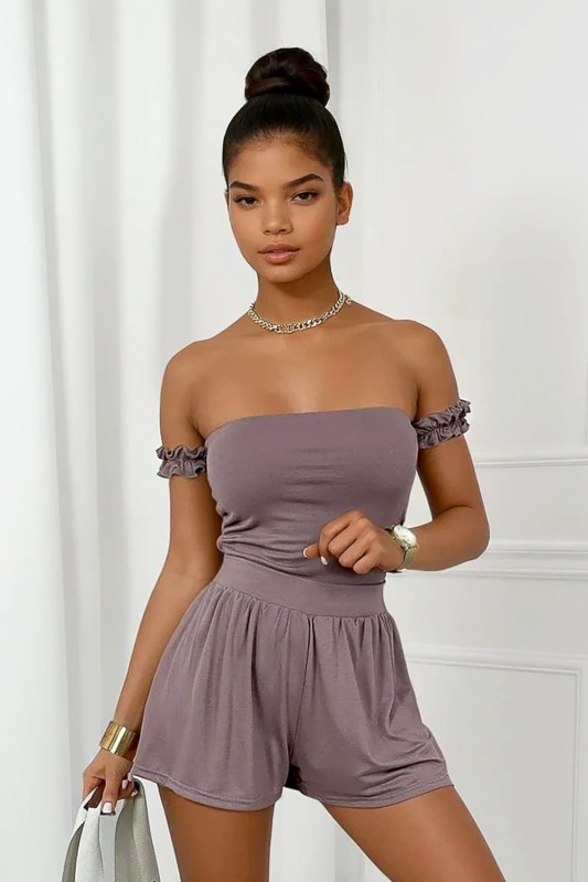 mocca top i krótkie spodenki z wiskozy