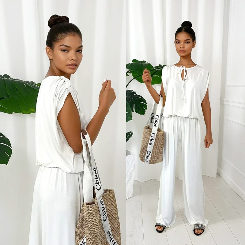 komplet z wiskozy ecru