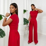 Komplet z wiskozy, spodnie i top Bali czerwony