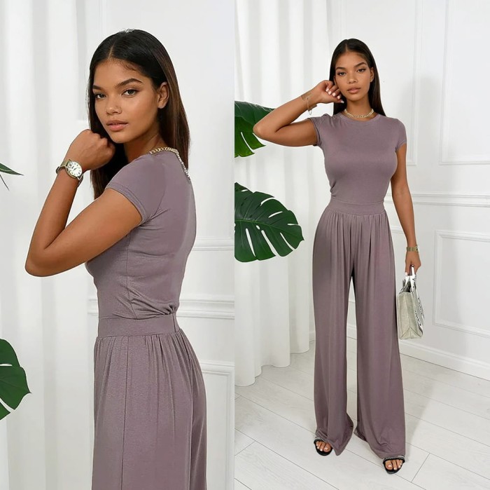 spodnie i bluzka z wiskozy mocca