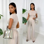 Komplet z wiskozy, spodnie i top Bali latte