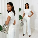 Komplet z wiskozy, spodnie i top Bali ecru