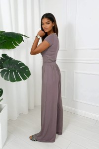 spodnie i bluzka z wiskozy mocca