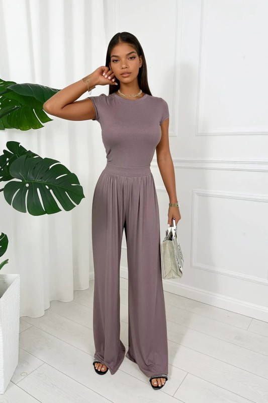 spodnie i bluzka z wiskozy mocca