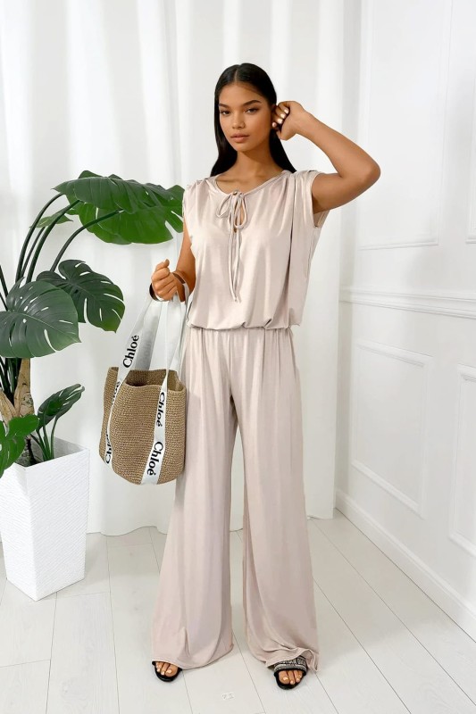 komplet z wiskozy beżowy