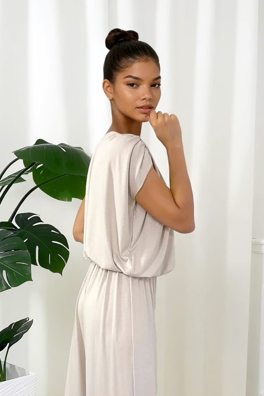 komplet z wiskozy beżowy