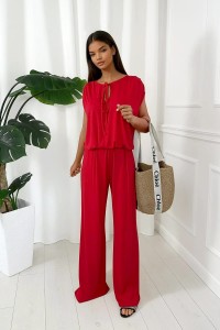 komplet z wiskozy czerwony
