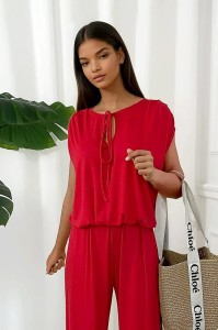 komplet z wiskozy czerwony