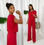 Komplet z wiskozy, spodnie i bluzka Felicita czerwony