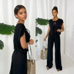 Komplet z wiskozy, spodnie i bluzka Felicita czarny