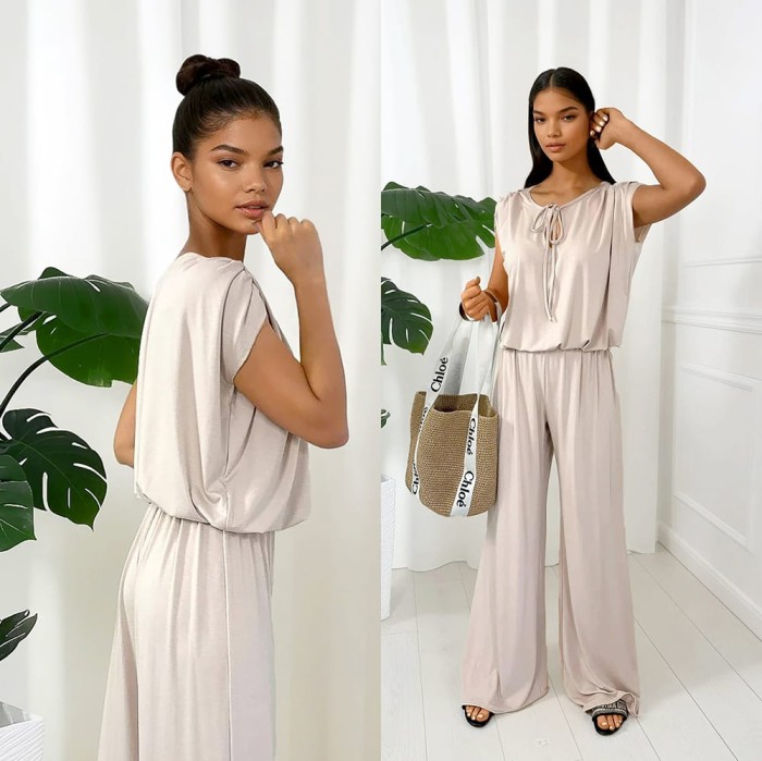 komplet z wiskozy beżowy