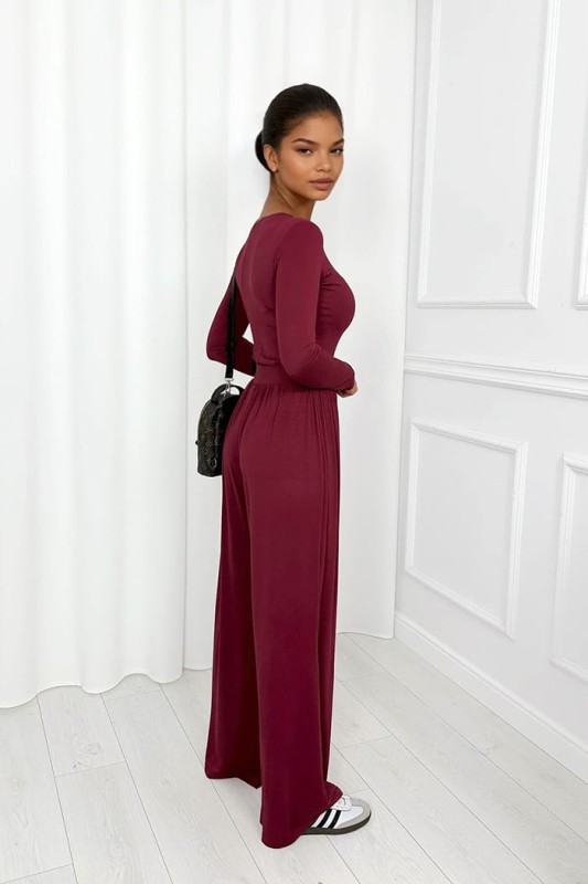 bordowy komplet z wiskozy