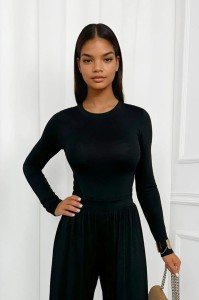 czarny komplet z wiskozy spodnie i bluzka