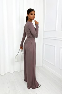 komplet z wiskozy spodnie i bluzka mocca