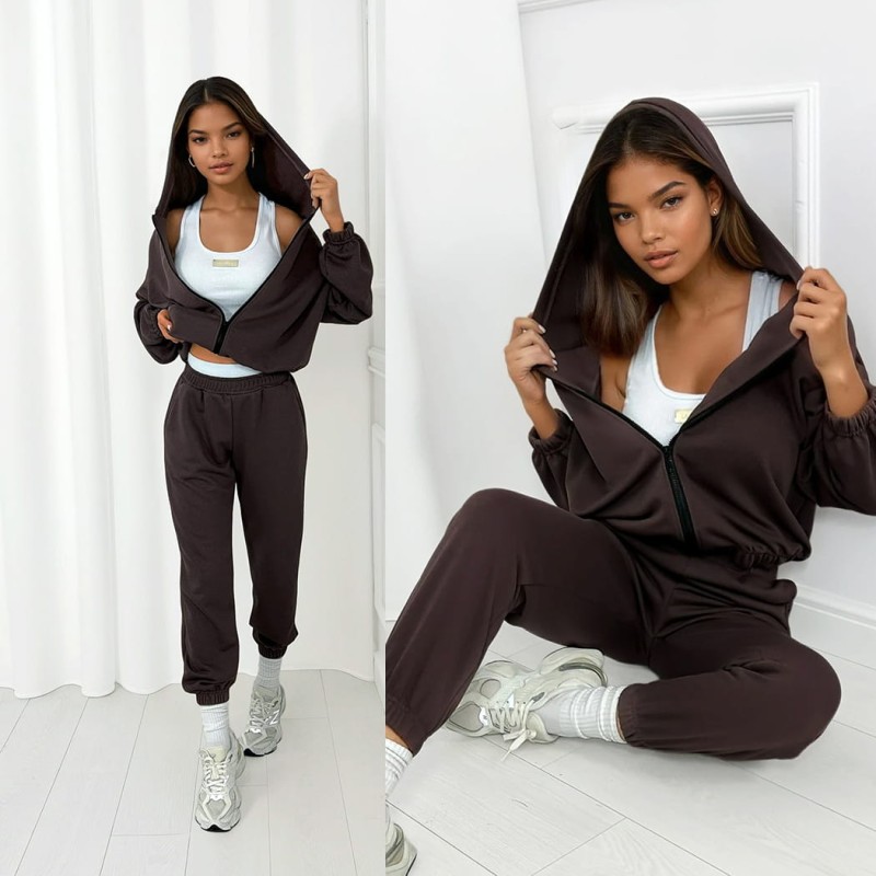 czekoladowy dres bluza i spodnie