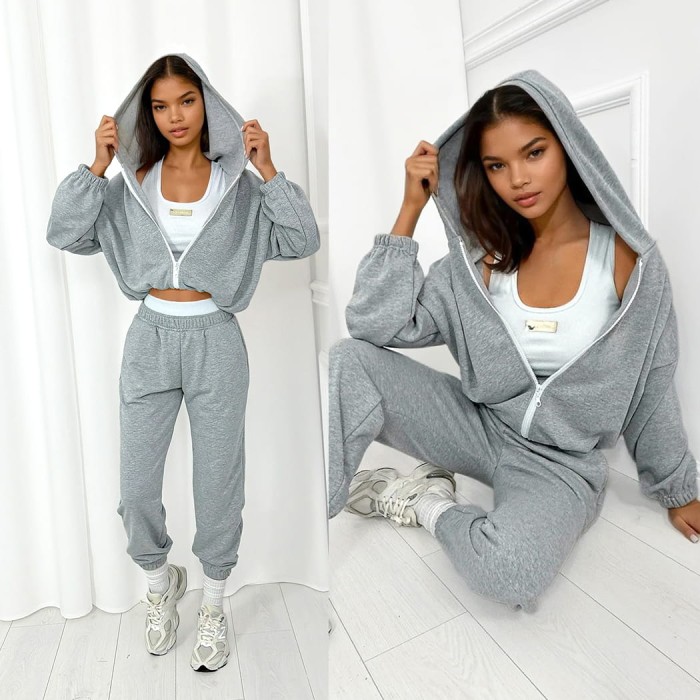 szary dres bluza i spodnie