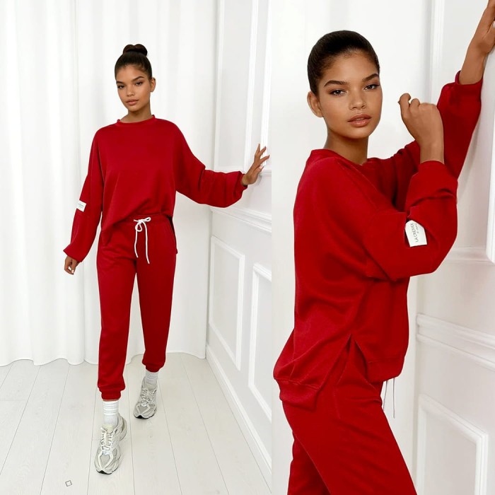 czerwony dres damski z masełka