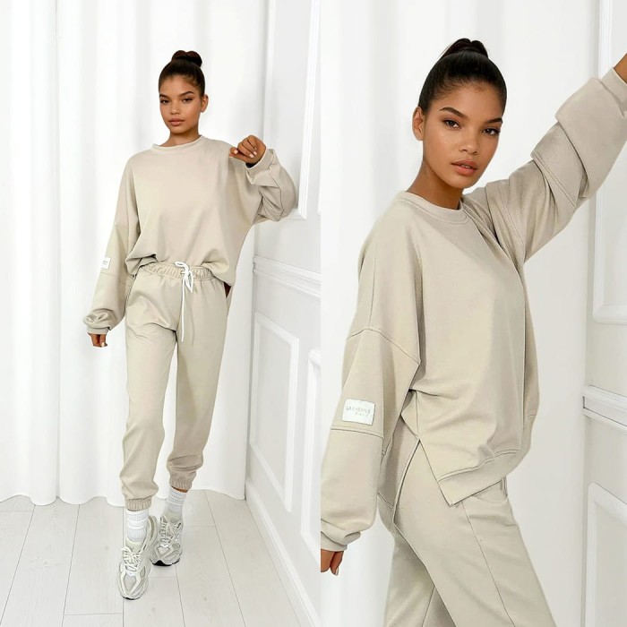 beżowy dres damski z masełka