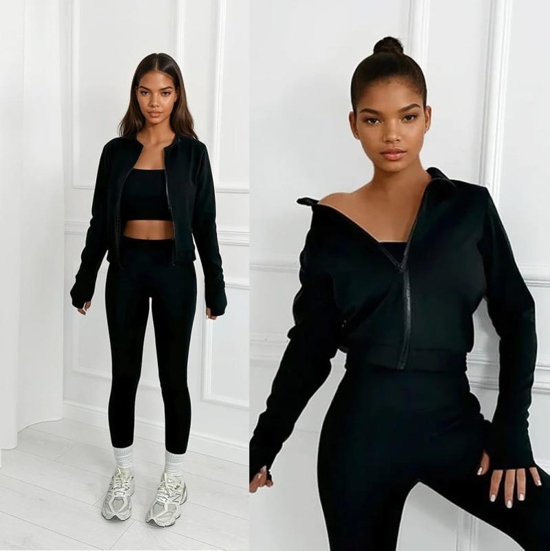 trzyczęściowy czarny komplet z masełka