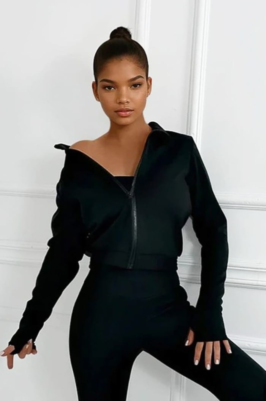 trzyczęściowy czarny komplet z masełka