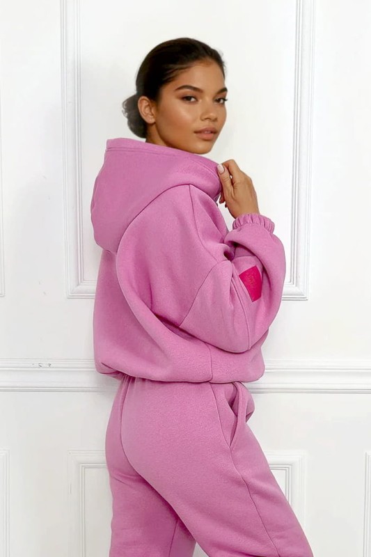 rozowy dres ocieplany komplet dresowy damski rozpinana bluza z zamkiem