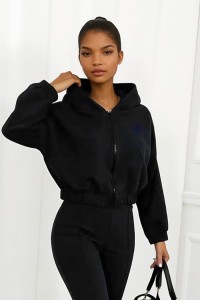 dres czarny bluza i spodnie dzwony