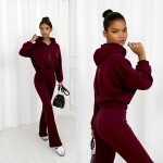 Set Melissa bluza i spodnie z przeszyciami bordowy