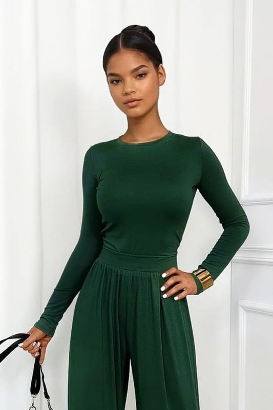 komplet z wiskozy butelkowa zieleń