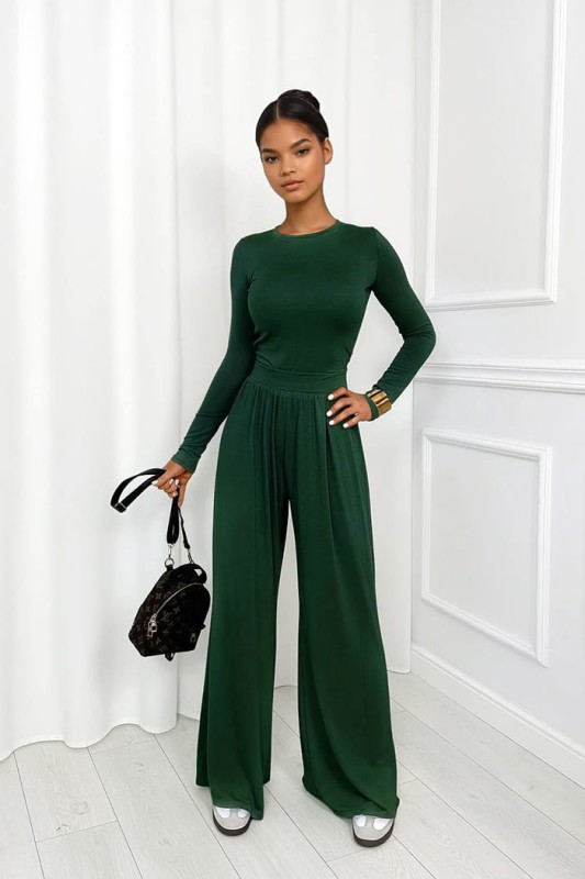 komplet z wiskozy butelkowa zieleń