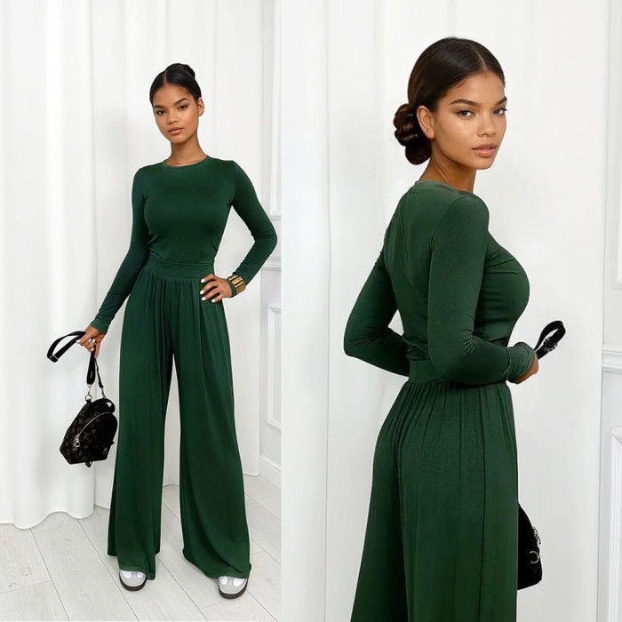 komplet z wiskozy butelkowa zieleń