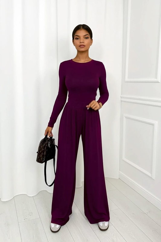 burgundowy komplet z wiskozy