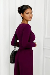 burgundowy komplet z wiskozy